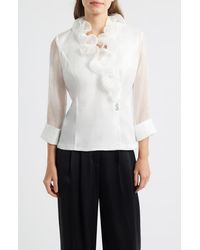 Alex Evenings Yoryu Chiffon Ruffle Top in Blue | Lyst