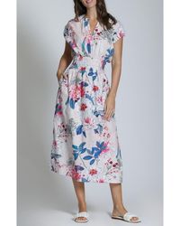 Apny - Floral Print Midi Dress - Lyst