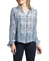 Apny - Abstract Print Roll Tab Sleeve Chiffon Button-Up Shirt - Lyst