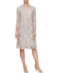 Alex Evenings - Embroidered Overlay Cocktail Dress - Lyst