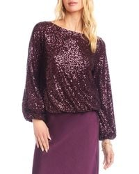 Karen Kane - Sequin Boat Neck Top - Lyst