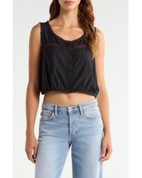 RE/DONE - Allegra Lace Trim Button-Up Crop Top - Lyst