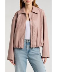 Avec Les Filles - Faux-Ever Leather Minimalist Bomber Jacket - Lyst