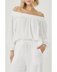 Splendid - Ava Off The Shoulder Cotton Gauze Top - Lyst