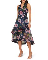 Adrianna Papell - Floral Print Organza High-low Dress - Lyst