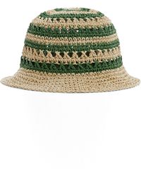 Mango - Stripe Straw Bucket Hat - Lyst