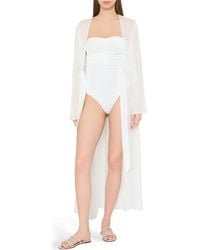 MILLY - Vince Metallic Pinstripe Long Sleeve Sheer Cover-Up - Lyst