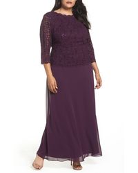 Alex Evenings - Embellished Lace & Chiffon Gown - Lyst