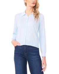 Halogen® - Collared Cotton Blend Cardigan - Lyst