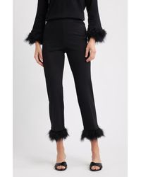 Anne Klein - Crop Feather Trim Pull-On Pants - Lyst