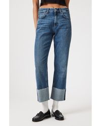 Mavi - Savannah Cuff High Waist Raw Hem Wide Leg Jeans - Lyst