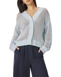 Splendid - Camellia Openwork V-Neck Cotton Blend Cardigan - Lyst