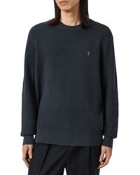 AllSaints - Oversize Cotton & Wool Waffle Crewneck Sweater - Lyst