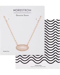 Nordstrom - Pavé Oval Genuine Stone Pendant Necklace - Lyst