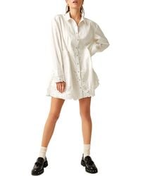 Free People - Constance Floral Lace Long Sleeve Mini Shirtdress - Lyst