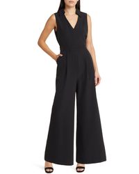 French Connection Mahi Wide Leg Crepe Jumpsuit in Blue Lyst