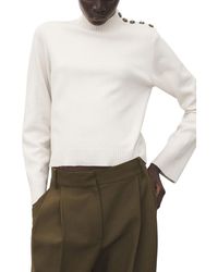 Mango - Shoulder Button Mock Neck Sweater - Lyst
