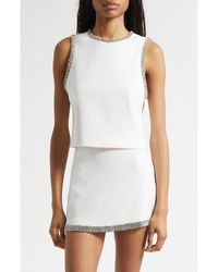 Alice + Olivia - Amal Embellished Sleeveless Crop Top - Lyst