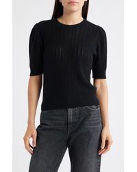 FRAME - The Ladder Pointelle Short Sleeve Cashmere Sweater - Lyst