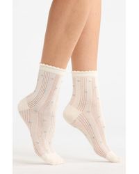 Casa Clara - Lisa Floral Rib Crew Socks - Lyst