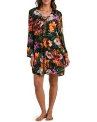 La Blanca - Tropical Hideaway Lace-Up Cover-Up Tunic - Lyst