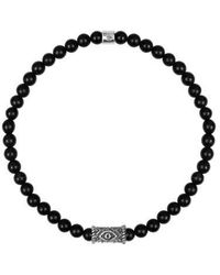 Karma and Luck - Sterling Evil Eye Charm Onyx Beaded Bracelet Stress Soother - Lyst