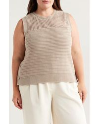 Halogen® - Open Stitch Side-Button Cotton Sweater Tank - Lyst