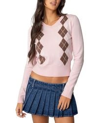 Edikted - Argyle V-Neck Sweater - Lyst