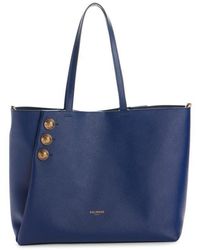 Balmain - Embleme Leather Shopping Bag - Lyst
