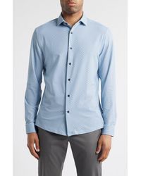 Stone Rose - Trim Fit Techno Stretch Diamond Geo Print Performance Button-Up Shirt - Lyst