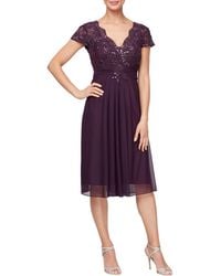 Alex Evenings - Sequin Embroidery Empire Cocktail Dress - Lyst