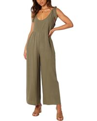 Petal & Pup - Ayla Tie Shoulder Wide Leg Linen Jumpsuit - Lyst