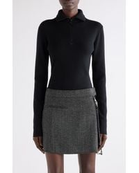 Courreges - Merino Wool Mock Neck Half Zip Sweater - Lyst