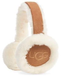 UGG - Logo Embroidered Genuine Shearling Earmuffs - Lyst