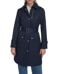 Cole Haan - Water Resistant Convertible Collar Belted Trench Coat With Removable Hood - Lyst