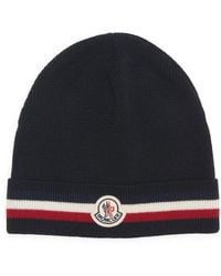 Moncler - Tricolor Stripe Ribbed Wool Beanie - Lyst