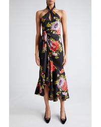 Cinq À Sept - Josie Floral Print Halter High-low Maxi Dress - Lyst