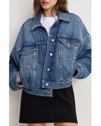 GOOD AMERICAN - Pleated Denim Trucker Jacket - Lyst