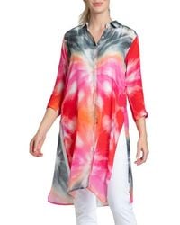Apny - Tie Dye Chiffon Button-Up Tunic - Lyst