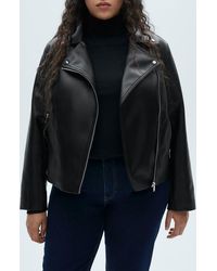 Mango - Faux Leather Moto Jacket - Lyst