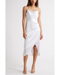 Open Edit - Cowl Neck Satin Midi Dress - Lyst