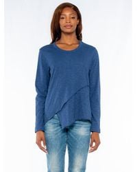 Wilt - Crew Long Sleeve Easy Crossover Raw Hem Top - Lyst