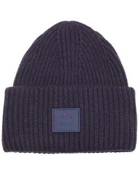 Acne Studios - Pansy Face Patch Rib Wool Beanie - Lyst