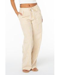 Roxy - Mavericks Pleated Stripe Cotton Pants - Lyst
