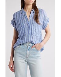Rails - Cito Stripe Short Sleeve Linen Blend Button-Up Shirt - Lyst