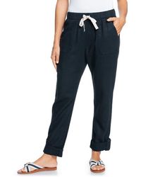 Roxy - On The Seashore Tie Waist Linen Blend Pants - Lyst