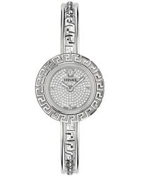Versace - La Greca Diamond Bracelet Watch, Leather Strap & Pendant Chain Gift Set, 28Mm - Lyst