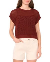 Halogen® - Open Stitch Cotton Crop Sweater Vest - Lyst
