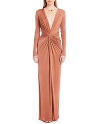 Katie May - In A Mood Ruched Cutout Long Sleeve Gown - Lyst