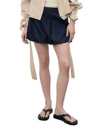 Mango - Bubble Hem Denim Miniskirt - Lyst